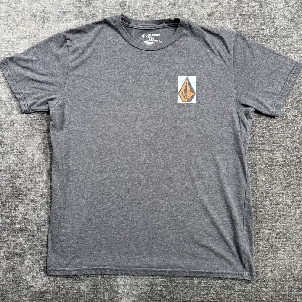 Volcom Stone Men's Short Sleeve Logo Heather Gray Shirt Size XL Cotton Polyester